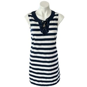 Tommy Bahama Stripe Right Lace-Up Stretch Cotton Dress Navy White Size XS